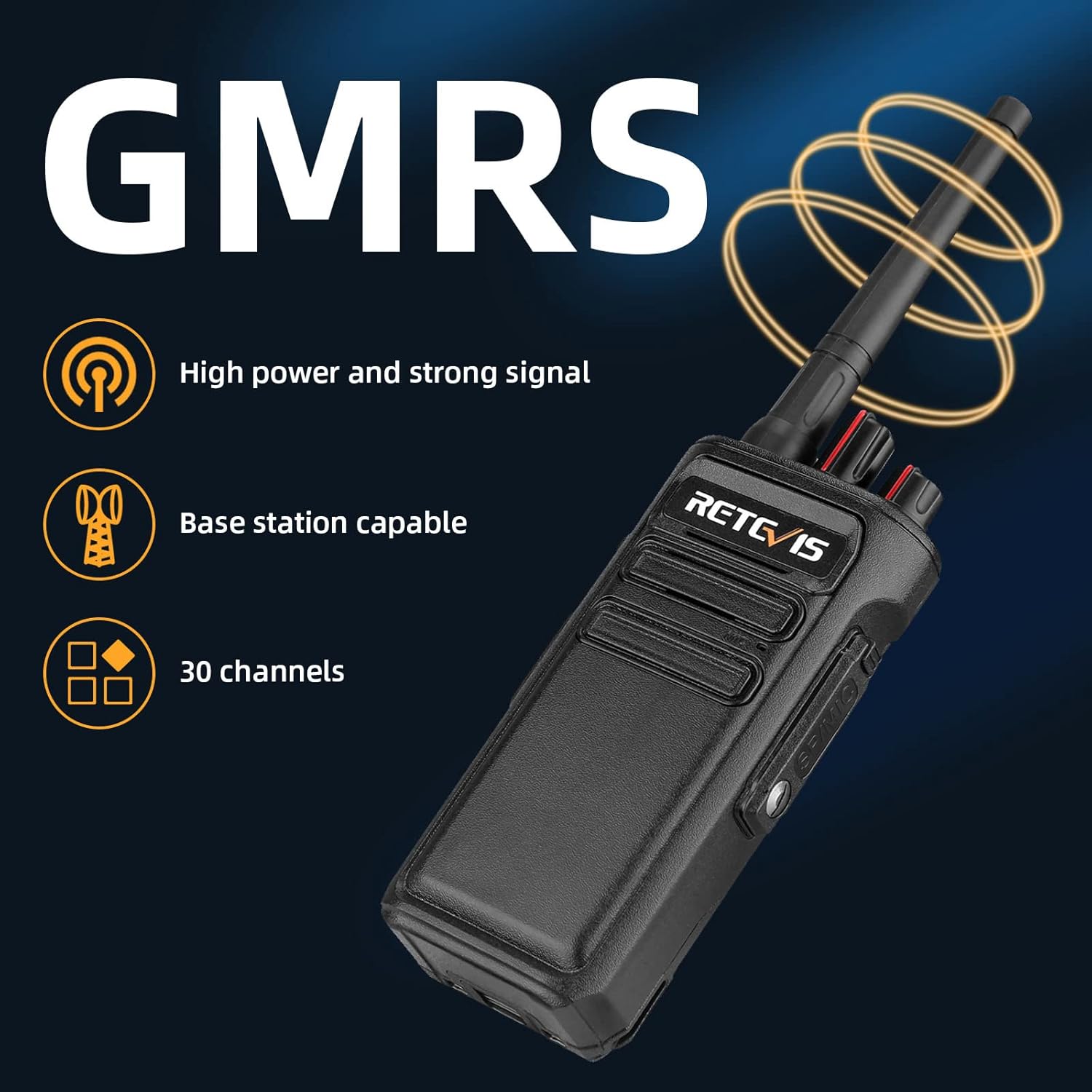 Retevis RB23 Waterproof GMRS Radios,Two Way Radios Long Range Rechargeable,1800mAh Battery Wireless Copy Emergency Alarm,Walkie Talkie Adults (2 Pack)