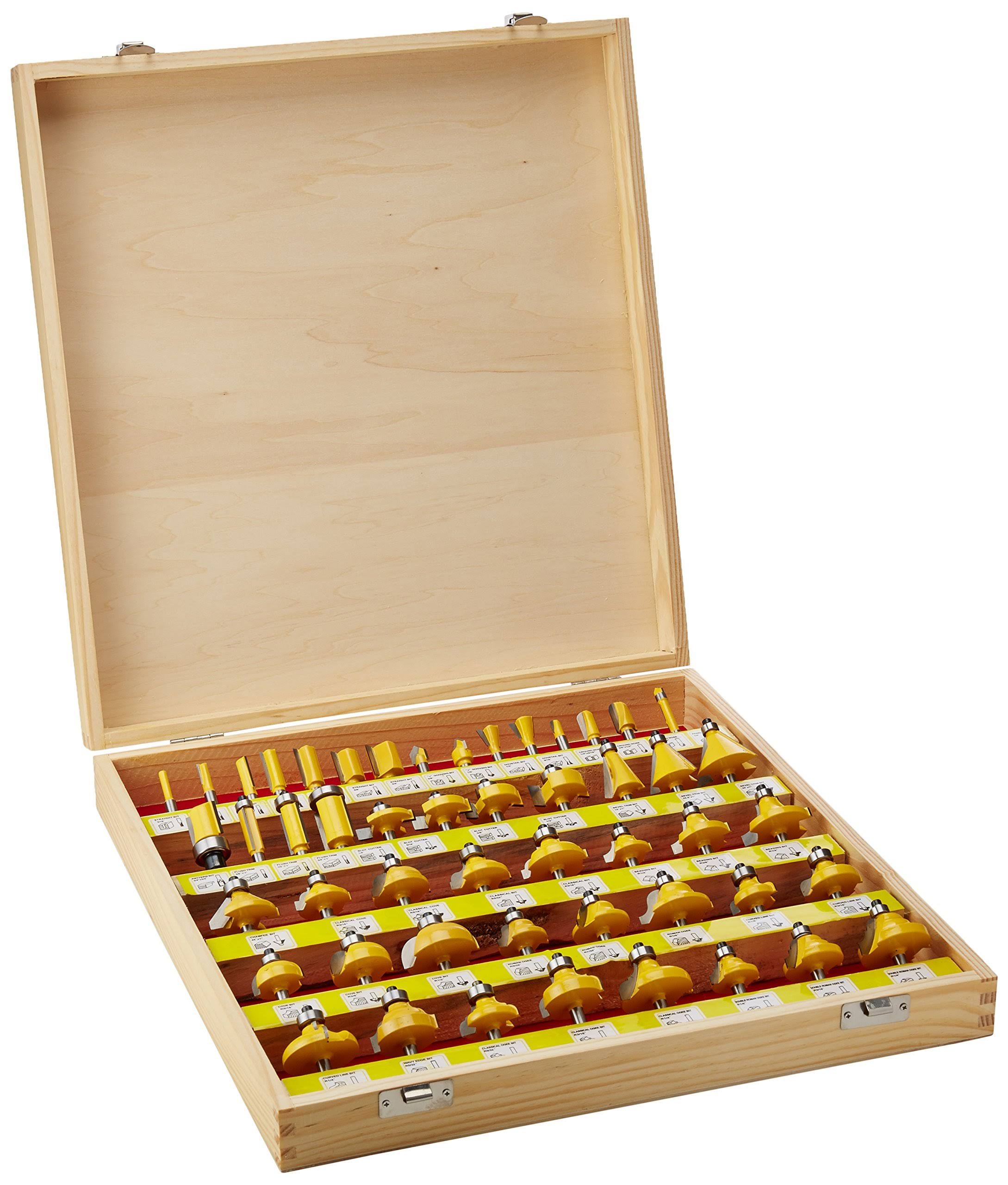 Yonico 17504 50 Bits Professional Quality Router Bit Set C3 Carbide 1/4-Inch Shank