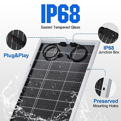 ECO-WORTHY Bifacial 195 Watt 12 Volt 12BB Solar Panel Monocrystalline Double-Sided Power Generation Rigid High-Efficiency PV Module Power Charger for RV,Sunsheds,Canopies,Farms,Home and Off-Grid