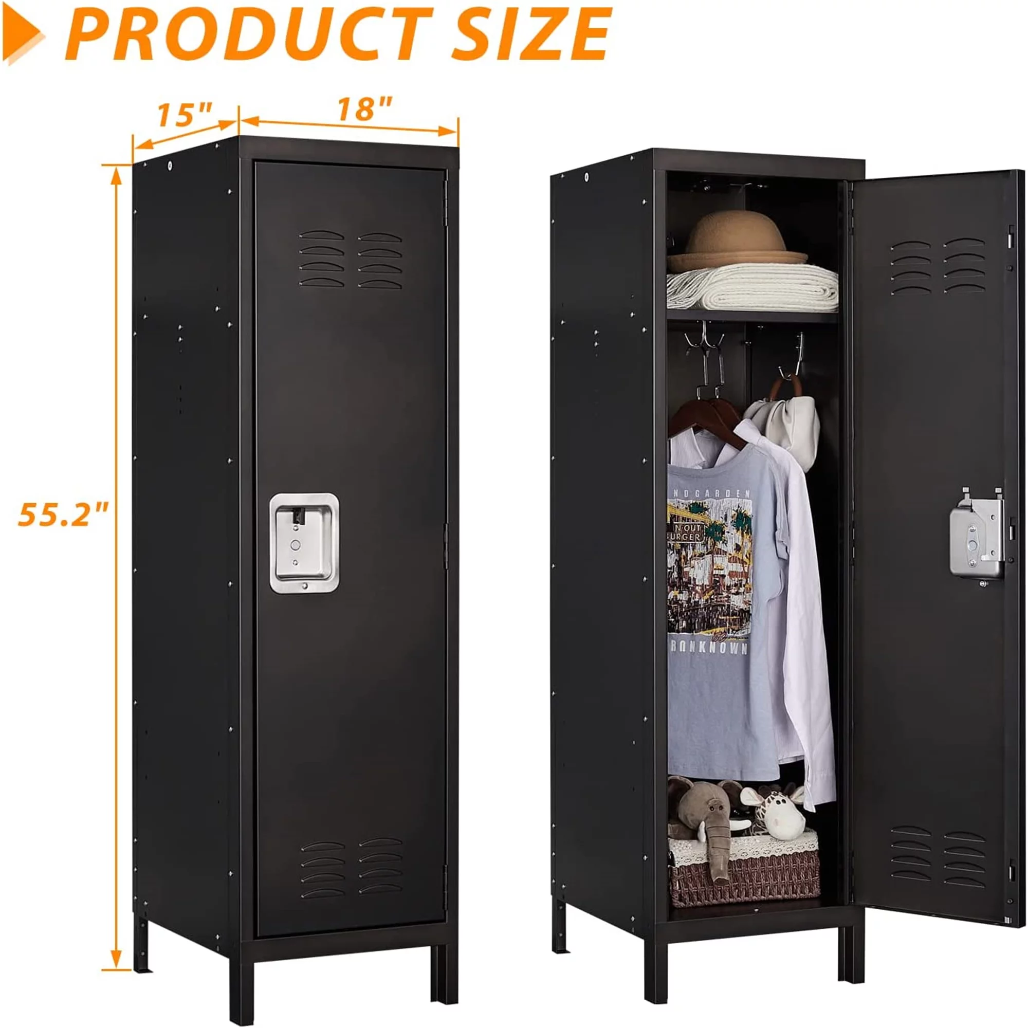 STANI Metal Storage Cabinet, Storage Locker Employees Locker with 6 Doors, 47 Height Steel Cabinet with Lockable Doors, Storage Cabinet with Adjustable Feet for Home Office Gym Clothes