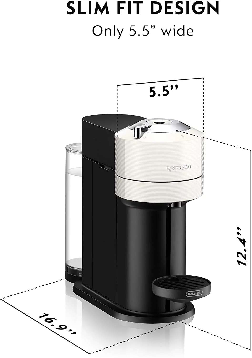 Nespresso Vertuo Next Coffee and Espresso Machine by De'Longhi  White