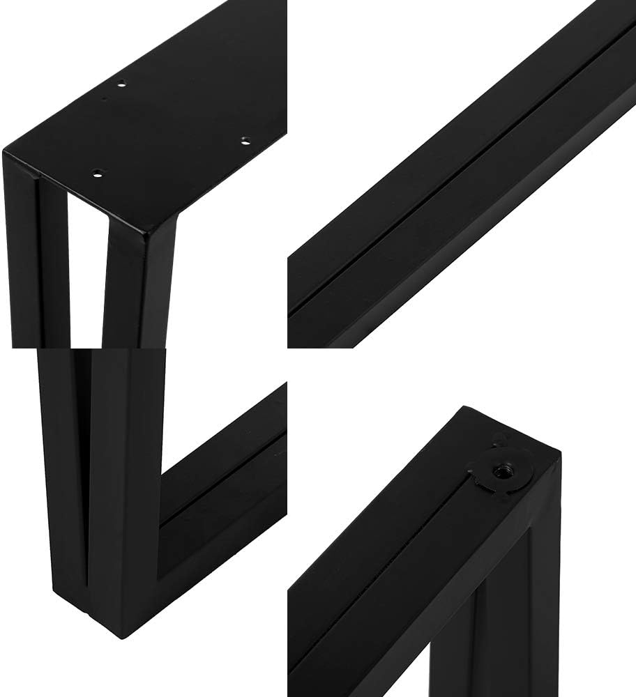 Metal Table Legs Cast Iron Dining Table Legs,28�� Height 24�� Wide Black Desk Legs,Rustic Heavy Duty DIY Furniture Legs,Industrial Bench Legs,Square Tube Coffee Table Legs 2 PCS