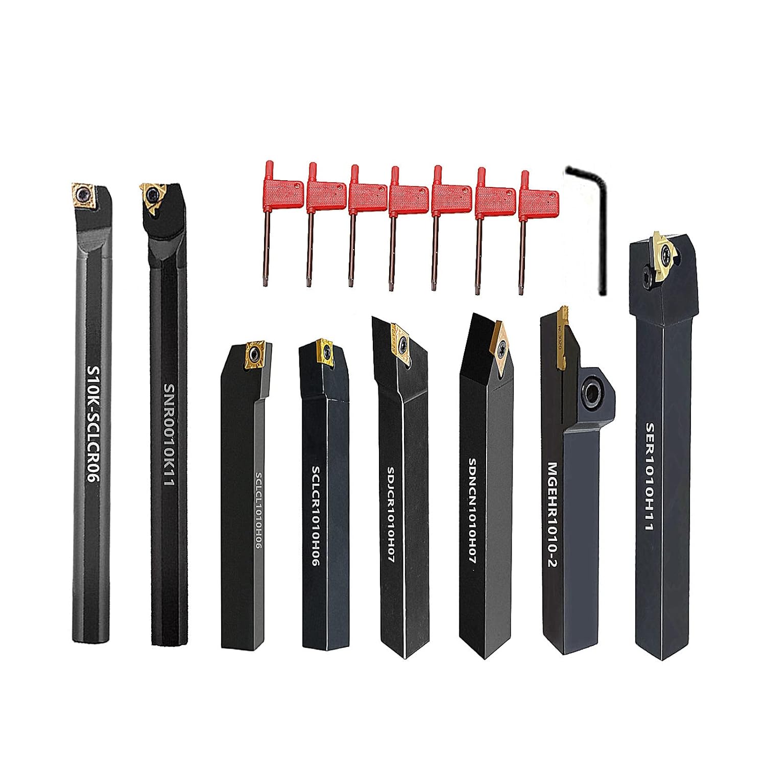MABUARN Turning Holders 8 Sets 3/8 Shank Lathe Turning Tool Holders with Indexable Carbide Inserts for Turning Boring Grooving Cutting Threading