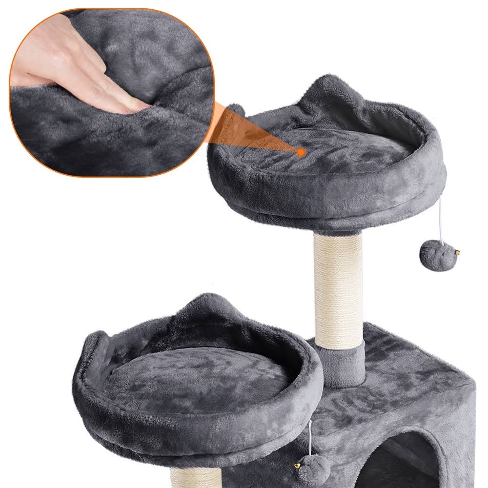 Smilemart 62.2x22 Double Condo Cat Tree and Scratching Post Tower Dark Gray