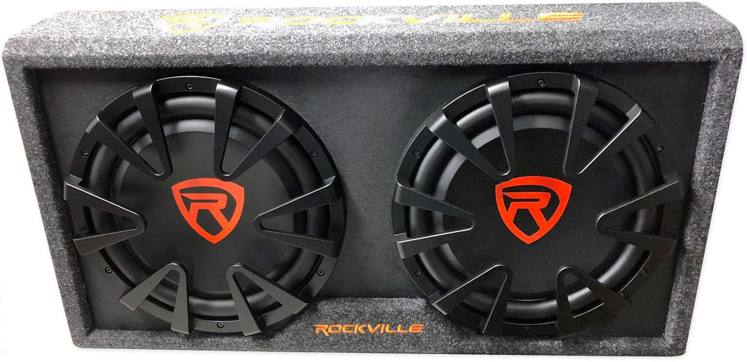 Rockville RG212CA Dual 12 inches Slim Vented Powered Car Subwoofer Enclosure 2000 Watt