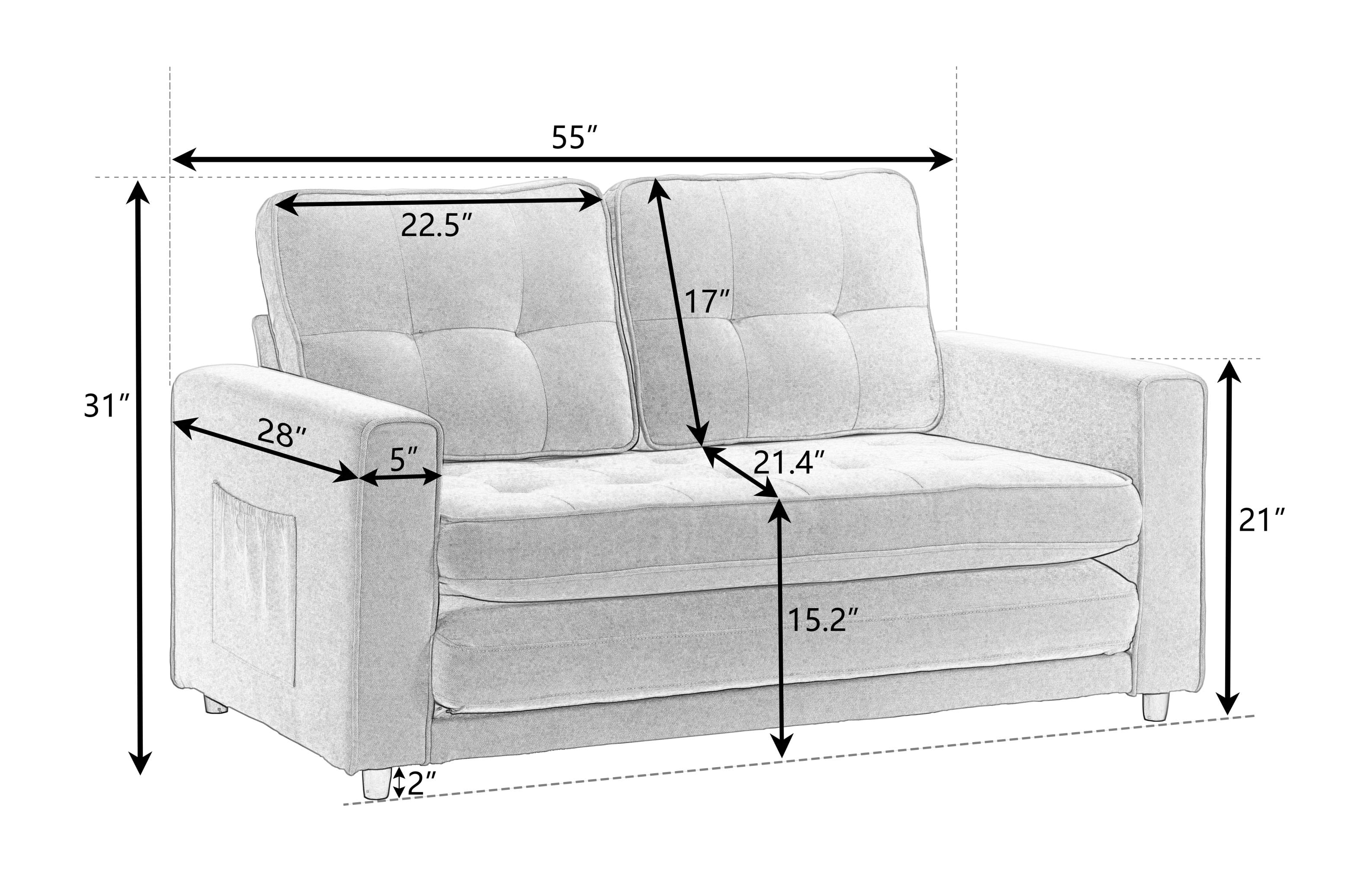 Convertible 3 Fold Sofa Loveseat Bed Sleeper for Living Room Space Saving Couch Velvet Linen Fabric - Comfortable & Innovative
