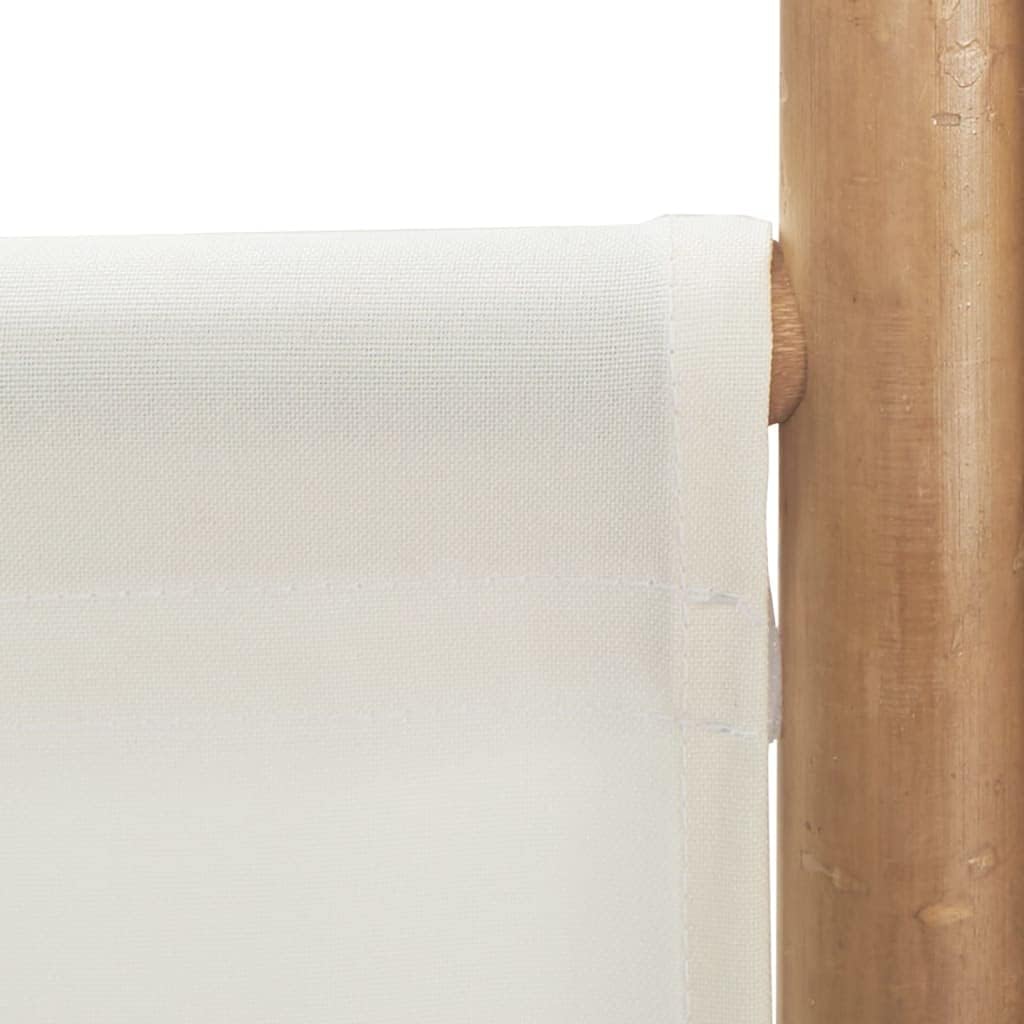 Folding 4-Panel Room Divider 63" Bamboo and Canvas,Bamboo Room Divider for Privacy and Style, Foldable Partition for Any Room, Cream White Furniture for Bedroom