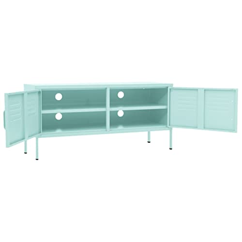 TV Stand Mint 41.3"x13.8"x19.7" Steel,Durable Steel TV Stand with Storage Cabinet and Cable Management for Living Room, Mint Green Living Room Furniture