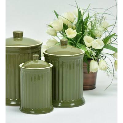 Newmont 3 Piece Kitchen Canister Set Bay Isle Home Color: Olive
