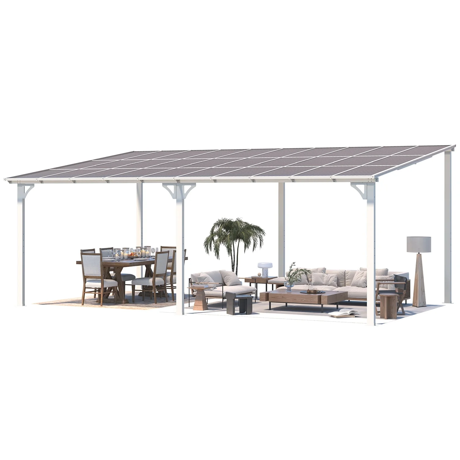 AECOJOY 10' x 14' Hardtop Gazebo Outdoor Aluminum Pergola for Garden, Patio, Backyard-Gray