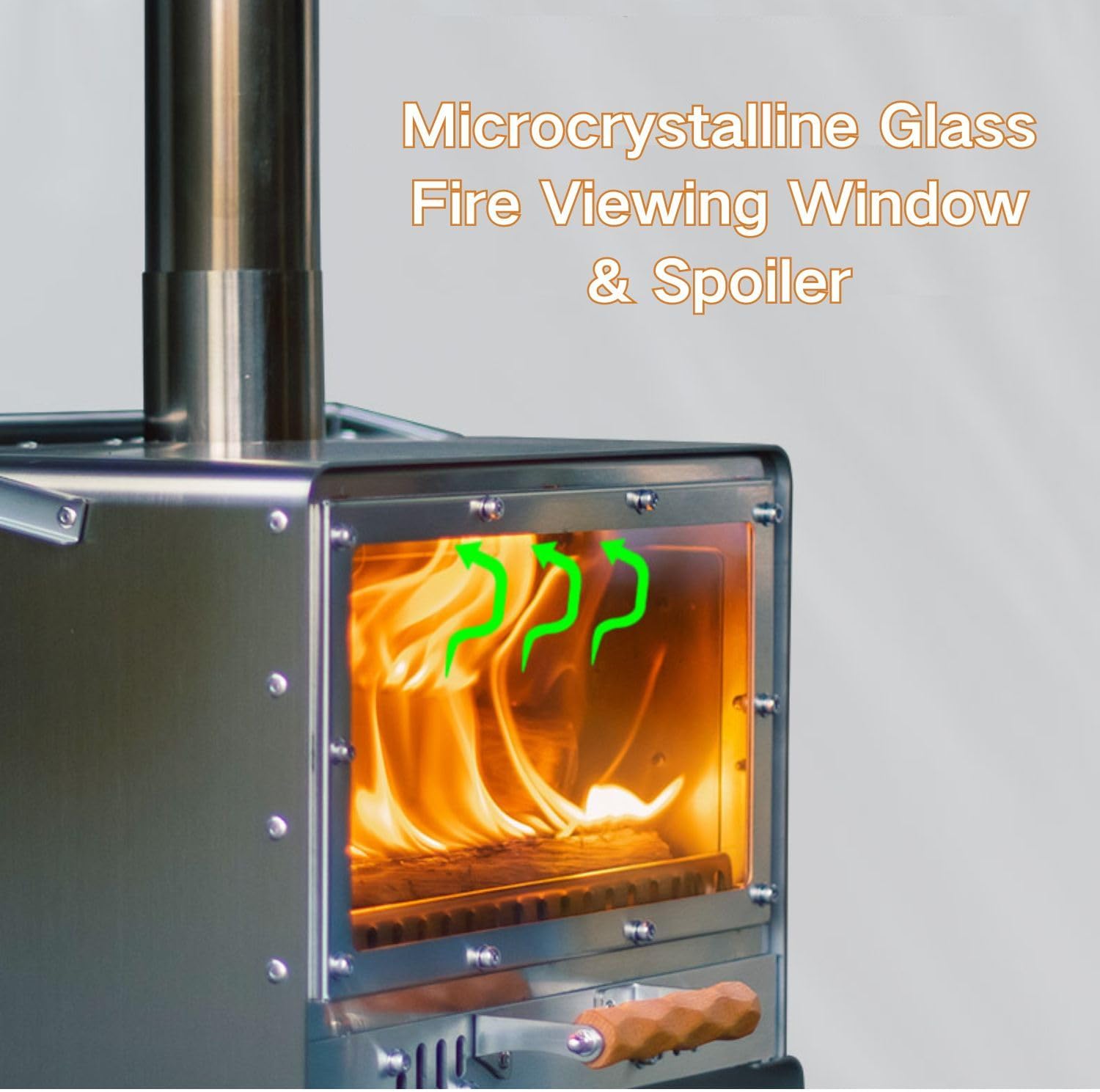 3F UL GEAR Portable Outdoor Wood Burning Stove with Chimney Pipe, Tent Heater & Stove with Fireproof Glass Window, Camping Stove Oven With Pellet Bin for Backpacking,Fishing, Hiking,Picnic