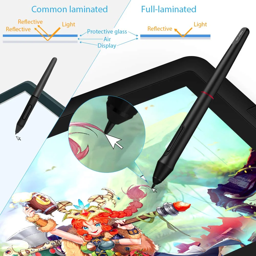 XP-PEN Artist 15.6 Pro Graphics Drawing Tablet Full-Laminated Pen Display with 60 Degree Tilt Function, Red Dial, 8192 Levels Pen Pressure