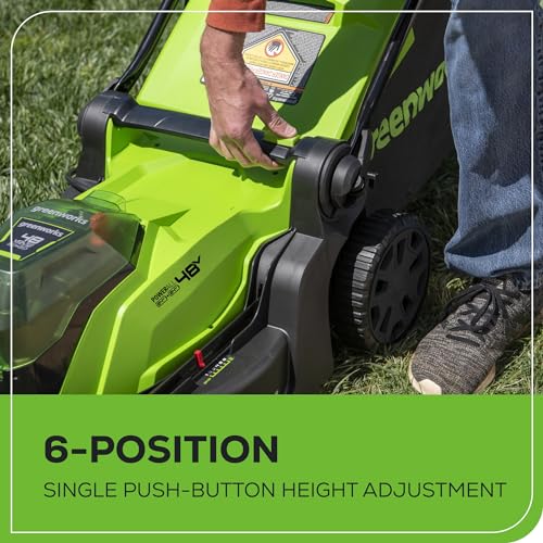 Greenworks 48V (2 x 24V) 17" Brushless Cordless (Push) Lawn Mower, (2) 4.0Ah Batteries and Dual Port Rapid Charger Included