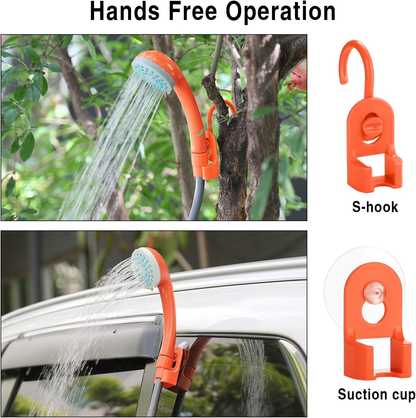 WADEO Portable Shower Camping Shower Outdoor Camp Shower Pump, Electric Rechargeable Portable Camping Shower, Powered by Rechargeable Battery for Camping, Hiking, Traveling
