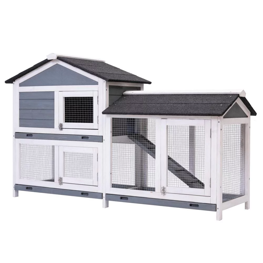 Fooing Chicken Coop Large Wooden Outdoor Bunny Rabbit Hutch Hen Cage with Ventilation Door, Removable Tray & Ramp Garden Backyard Pet House Chicken Nesting Box - Curated Treasures Market