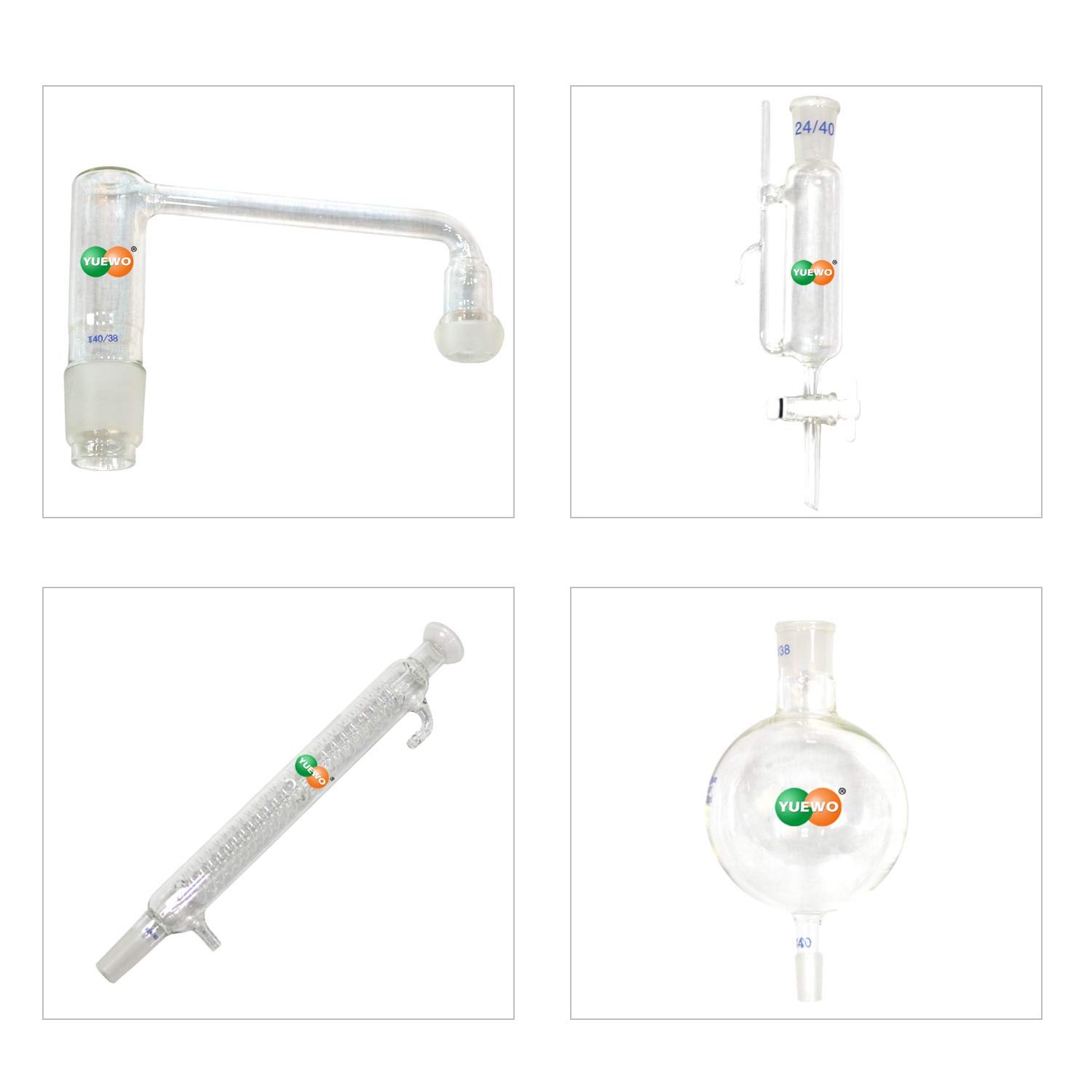 New 2000ml Lab Essential Oil Steam Distillation Apparatus Glassware Kits Water Distiller Purifier w/Hot Stove Graham Condenser S35 and 24/40 Joint