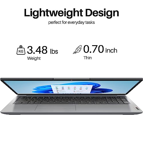 Lenovo 2024 IdeaPad 1 15.6" Students Laptop, AMD Athlon Silver 7120U Processor, 4GB LPDDR5 RAM, 256GB SSD, AMD Radeon Graphics, Wi-Fi 6, Anti-Glare, Windows 11 Pro, SD Card Reader, Cloud Grey