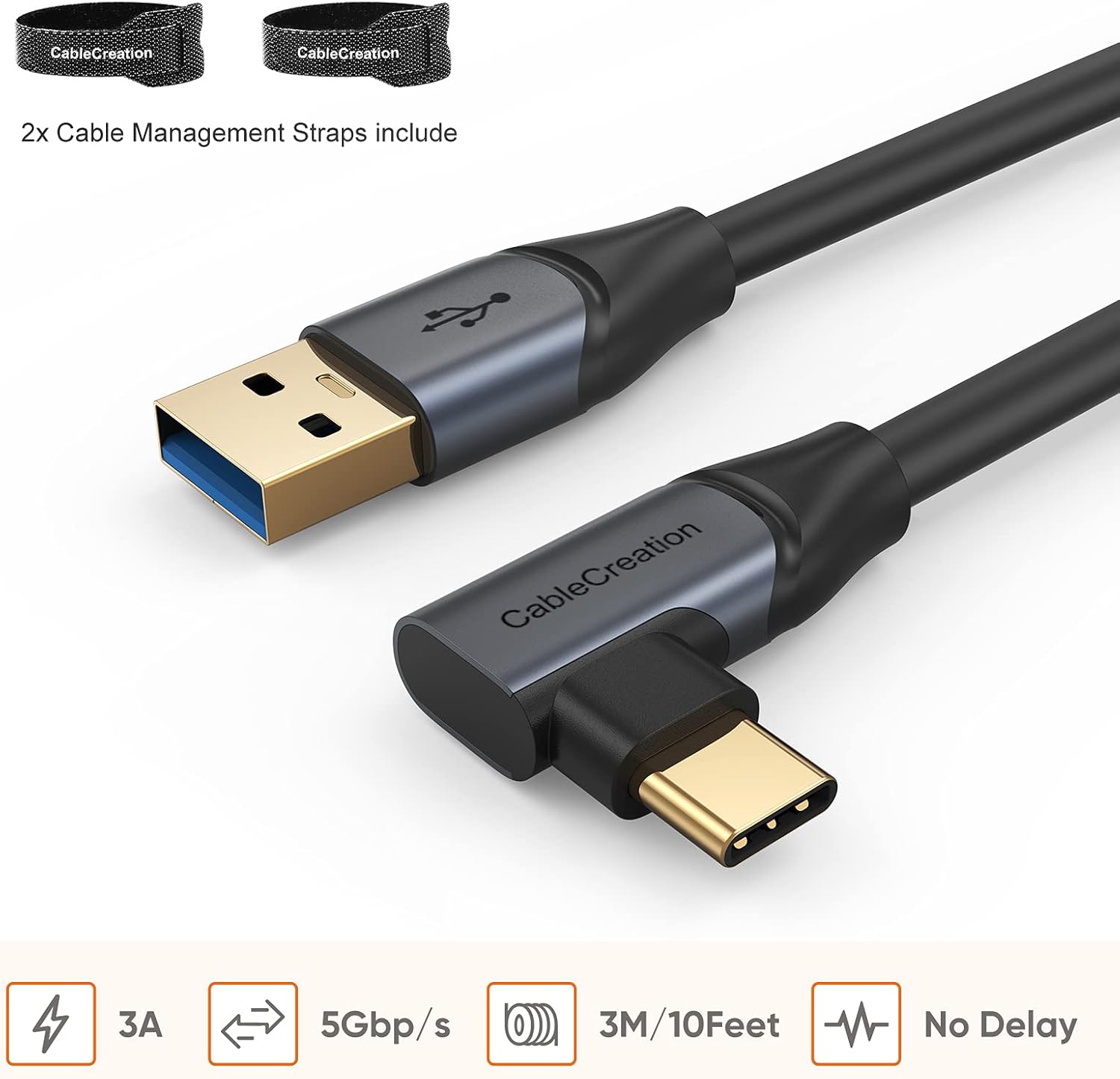 Quest Link Cable 16.4FT, CableCreation USB 3.2 Gen1 USB C to A Oculus Quest Link Cable High Speed 5 Gbps Data Compatible with Quest/Quest 2 Virtual Reality Headsets and Gaming PC, 5 Meters