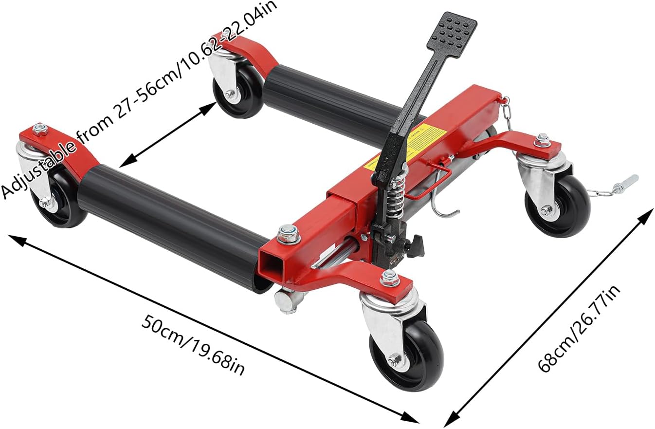 Wheel Dolly 1500LBS Load Capacity Wheel Dolly Car Skate Heavy Duty Vehicle Positioning with Ratcheting Foot Pedal Ratchet Type Tire Skate Tire Jack for Car Truck RV Trailer