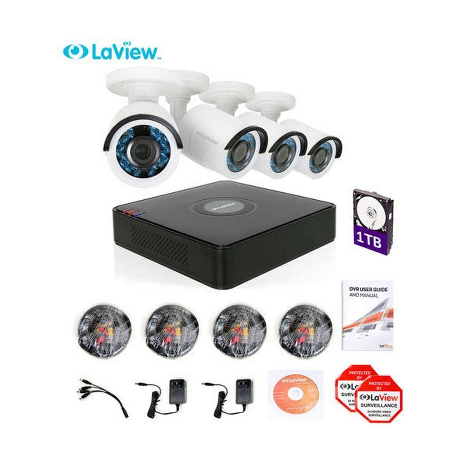 Laview 1080p HD 4 Security Cameras 4CH Home Video Camera System w/ 1TB HDD