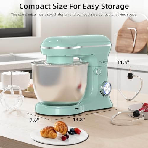 COOKINO Electric Stand Mixer,660W 10 Speeds Tilt-Head Food Mixer, 3-IN-1 Kitchen Mixer for Daily Cooks with 6 QT Bowl,Dough Hook, Beater, Whisk