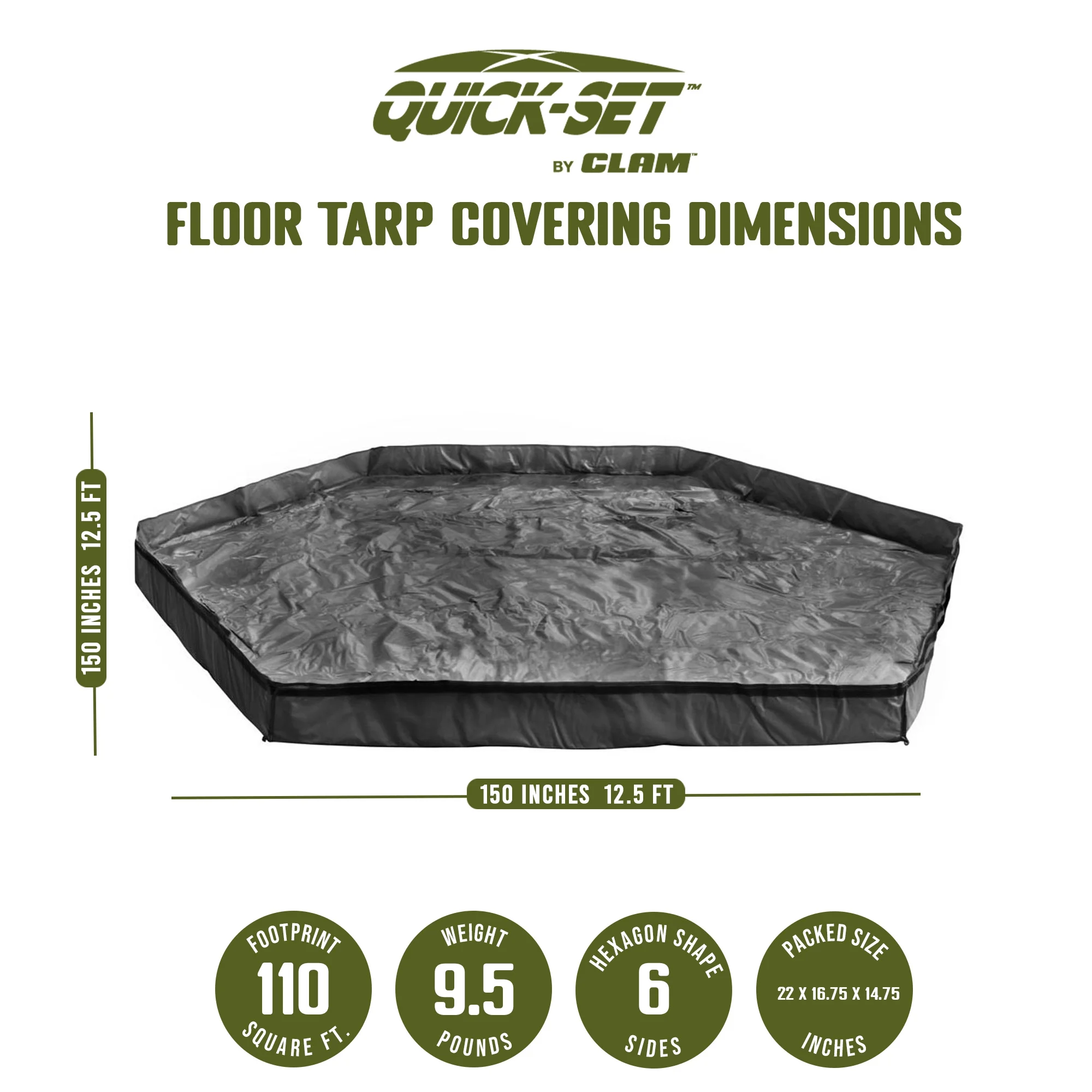 CLAM Quickset Pavilion 12.5' Portable Outdoor Gazebo Canopy Tent with Floor Tarp