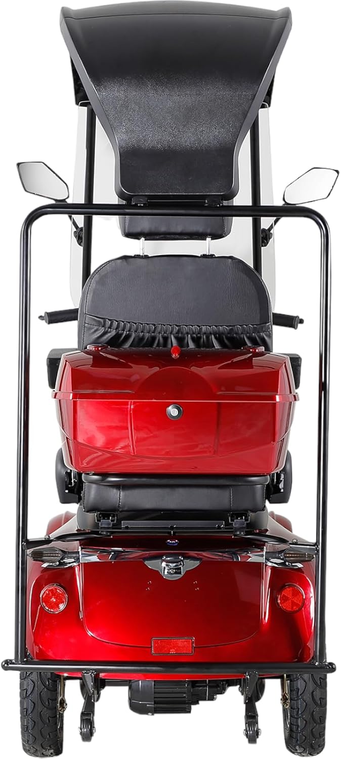 Heavy Duty Mobility Scooter with Roof & Windshield - Electric Powered Wheelchair for Seniors & Adults 500lbs Capacity- 800W Fast Mobility Chair with Long Range Battery Remote Keys