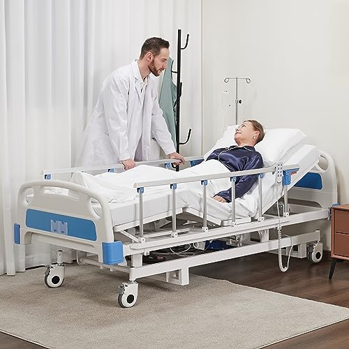 Premium 3 Function Electric Hospital ICU Bed with Mattress & IV Pole.