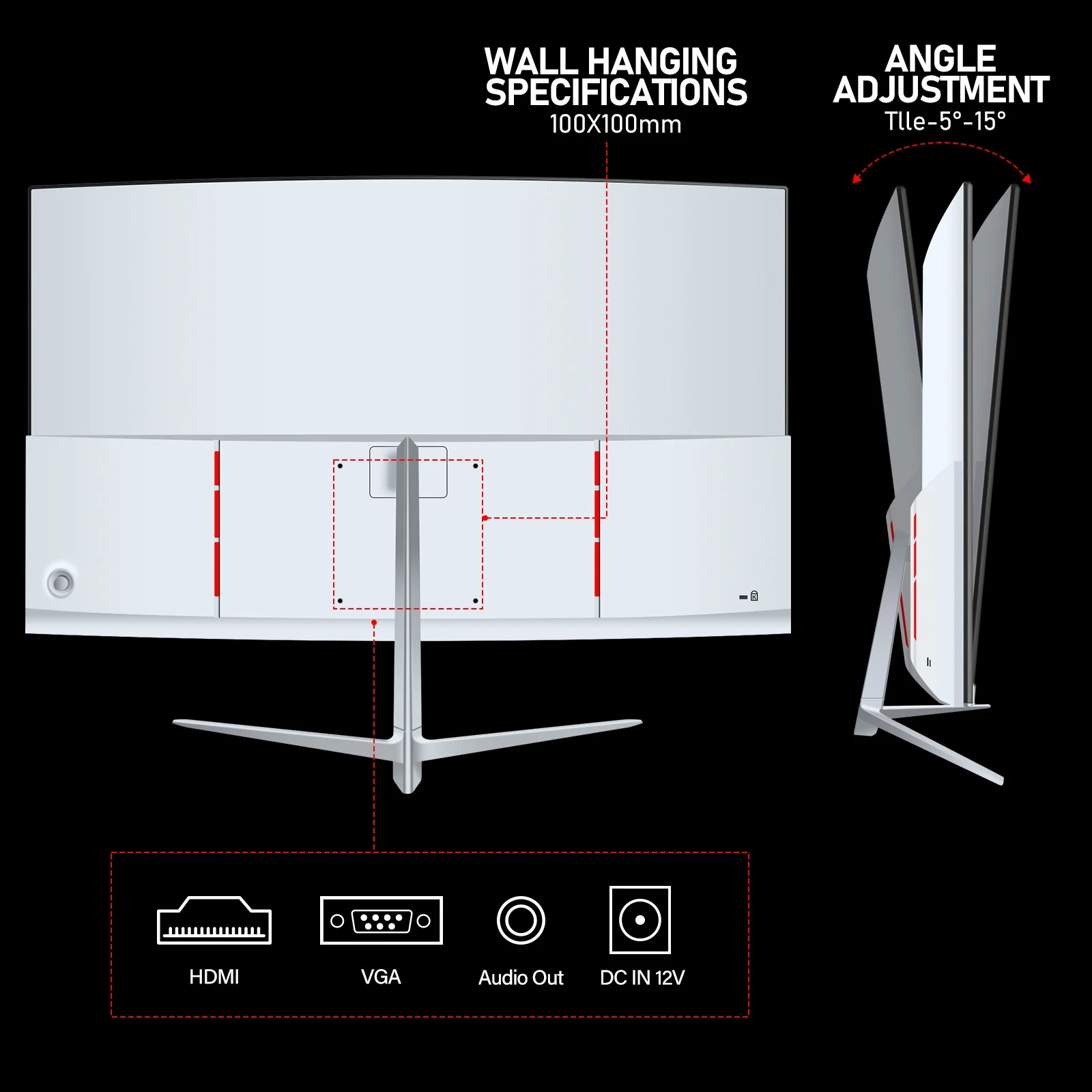 Gawfolk 27 Inch Curved Monitor 100hz,Gaming PC White Computer Monitor FHD 1080P, 1800R Frameless, Built-in Speakers, HDMI
