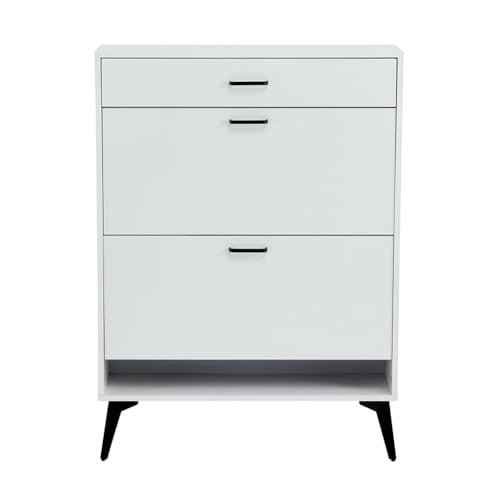 Free Standing Shoe Storage Cabinet With Metal Legs Space-saving Design Shoe Rack Storage Organizer For Heels Boots Slippers grey