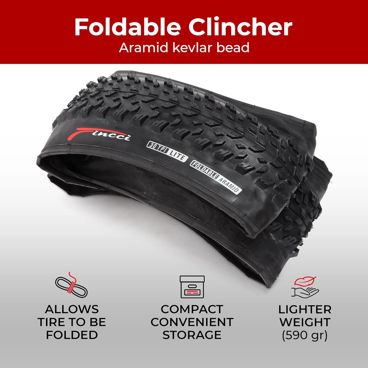 Fincci Pair 27.5 x 2.10 Inch 54-584 Foldable Tires for Road Mountain MTB Mud Dirt Offroad Bike Bicycle - Pack of 2 Pack of 2