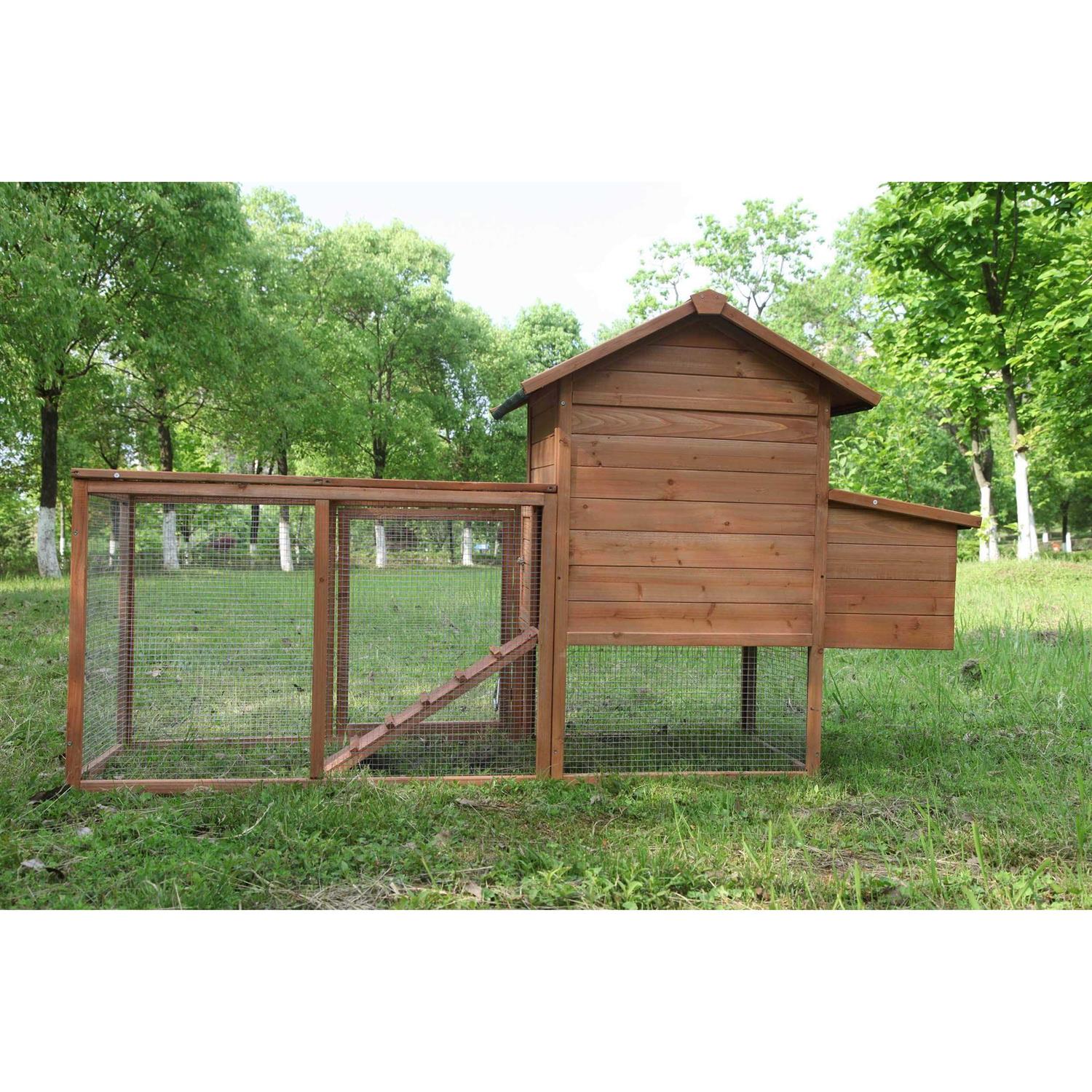 ECOLINEAR Outdoor 80'' Wooden Chicken Coop Nest Box Hen House Poultry Pet Hutch Garden Backyard Cage - Pet Supplies online store
