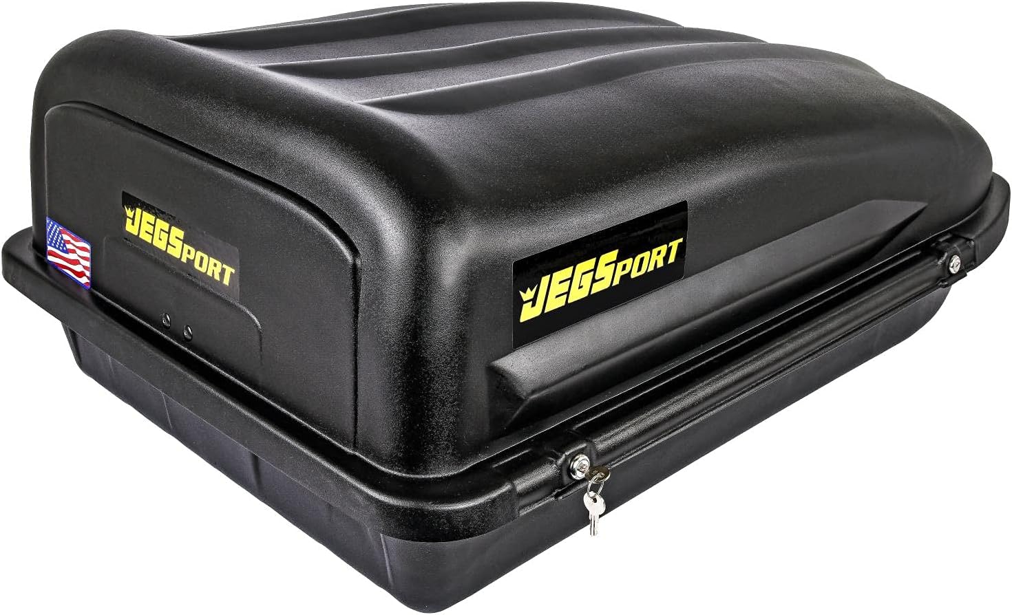 JEGS Rooftop Cargo Carrier for Car Storage - Small Roof Rack Cargo Carrier - Heavy Duty Waterproof Storage - Made in USA - 10 Cubic Ft - 110 Lb Capacity - Zero Tool Easy Assembly - Aerodynamic Design