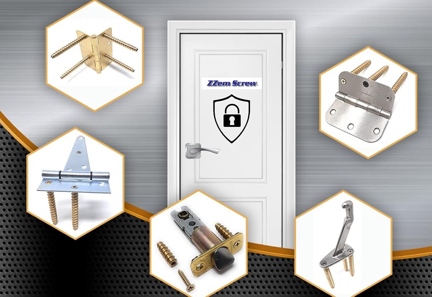 ZZem Screw 8 Pack Stripped Screw Hole Repair Kit - Door Hinge Stripped Screw Hole Repair Kit for Hinges, Strike Plate, Hand Rails Door Reinforcement Kit Pack of 2