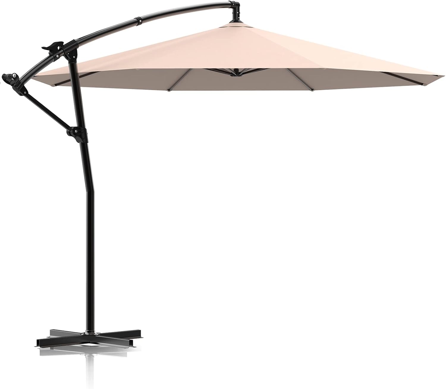 LAUSAINT HOME 8 Ft Patio Umbrella,Outdoor Cantilever Offset Umbrella with Crank & Cross Base & 360-Degree Rotation Device,Square 95% UV Protection Sun Umbrella for Backyard Poolside Garden Deck (Dark Grey)