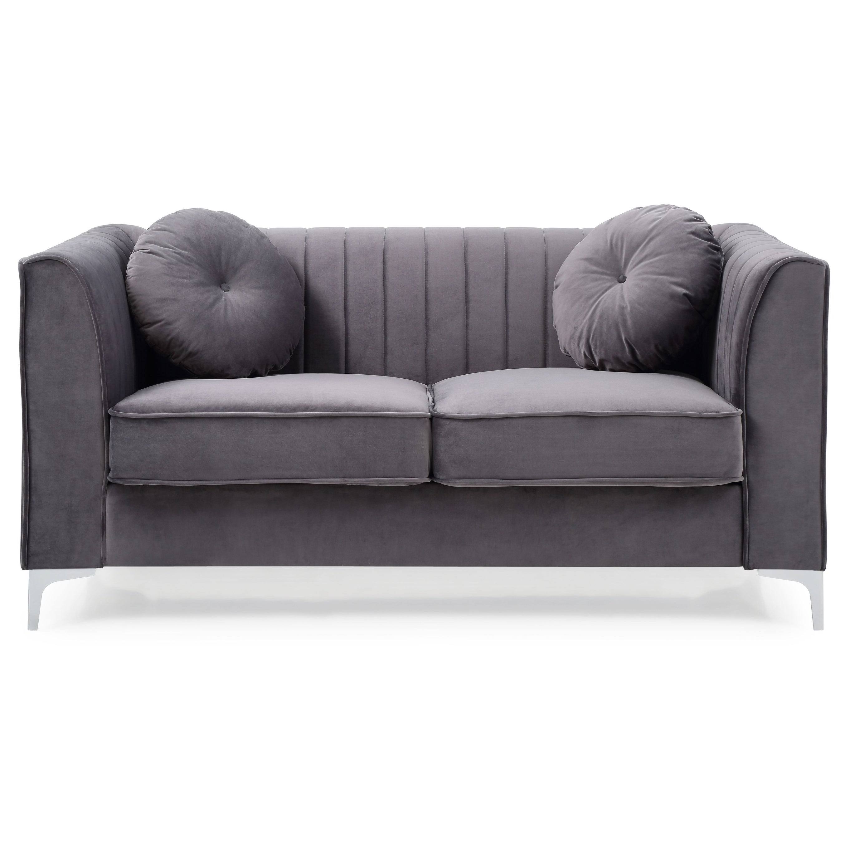 Glory Furniture Delray Velvet Loveseat in Ivory
