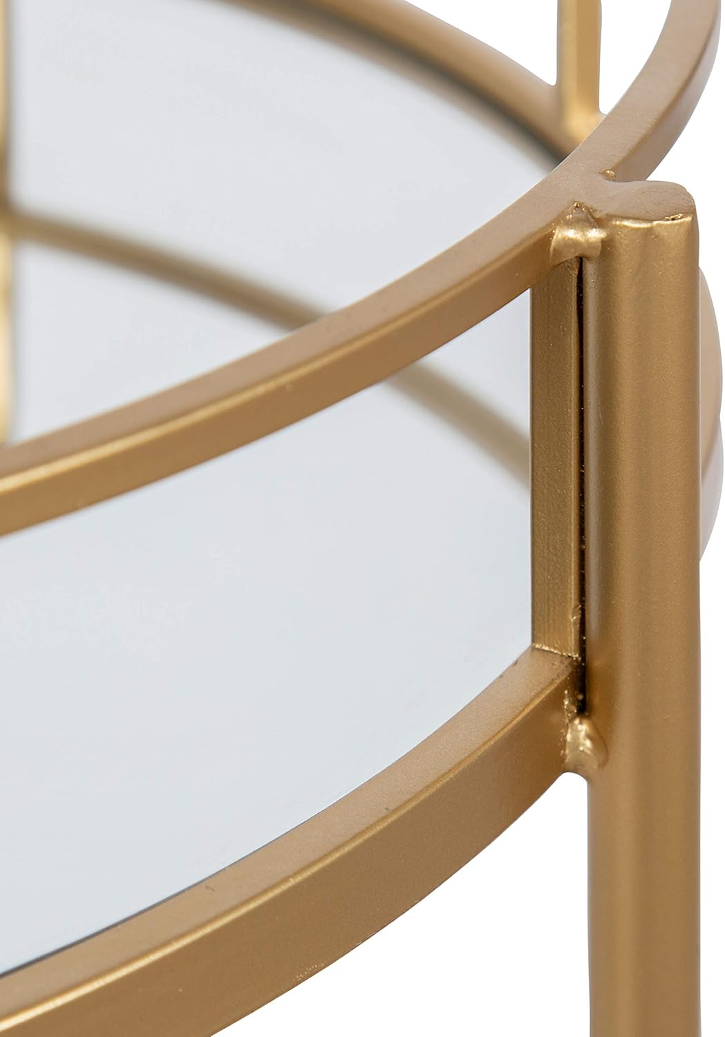 Kate and Laurel Deveaux Modern Metal and Glass Bar Cart, 17.75 x 17 x 30, Glam Gold Finish and Rolling Wheeled Design