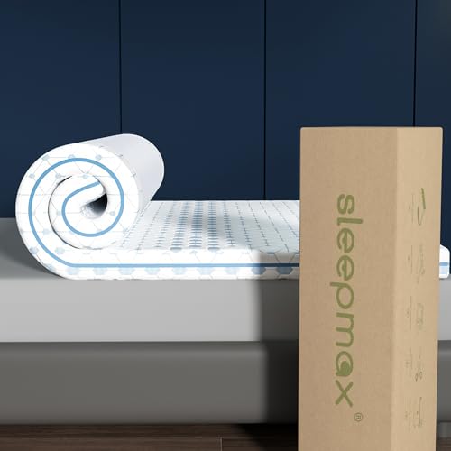 Sleepmax 4 Inch Firm Mattress Topper Queen - Gel Memory Foam Mattress Topper - High Density Foam Mattress Pad for Back Pain, Firm Foam Bed Topper with Removable Cover