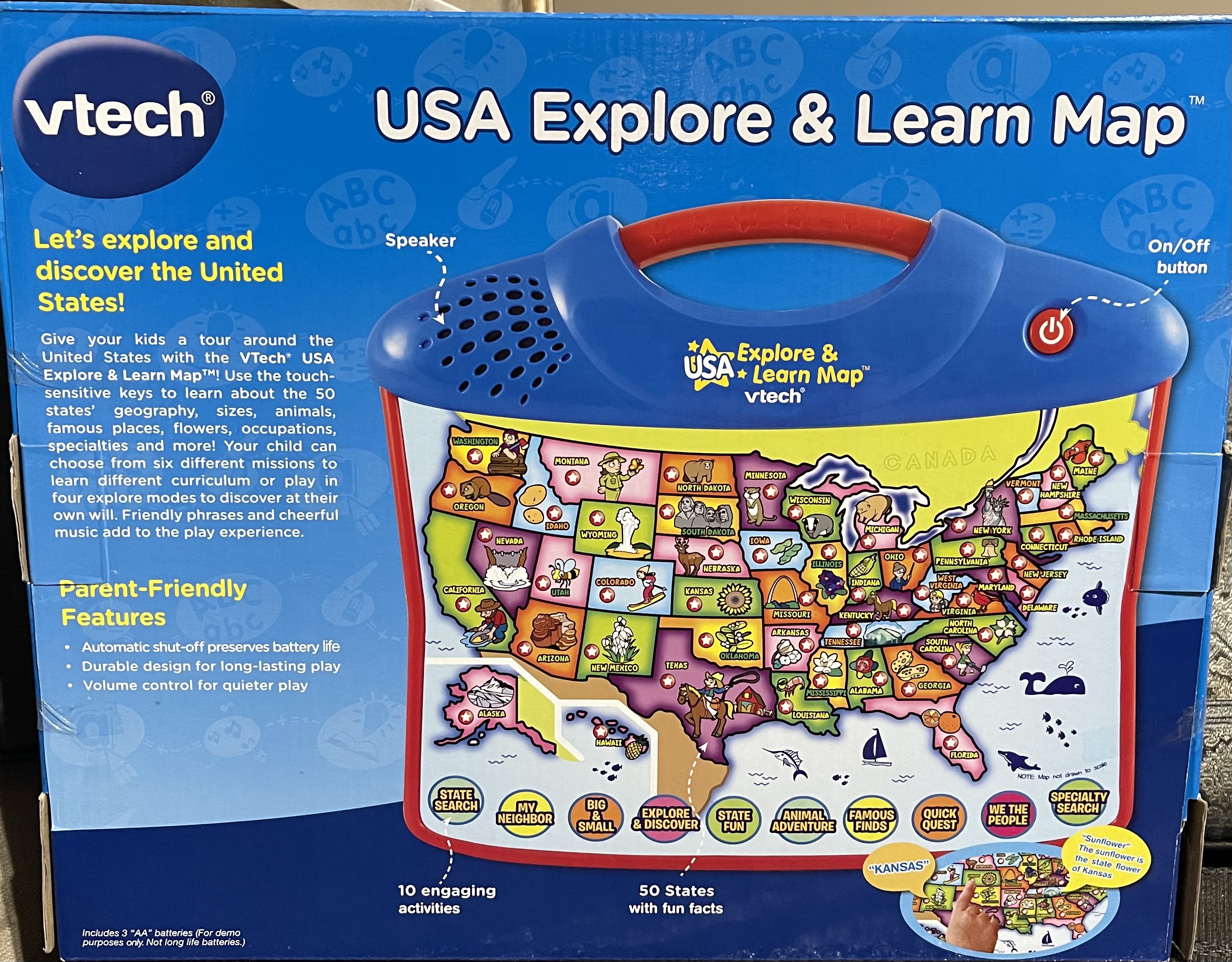 Vtech USA Explore & Learn Map Interactive With Touch & Sound Great Kids Learning Entire USA States Geography