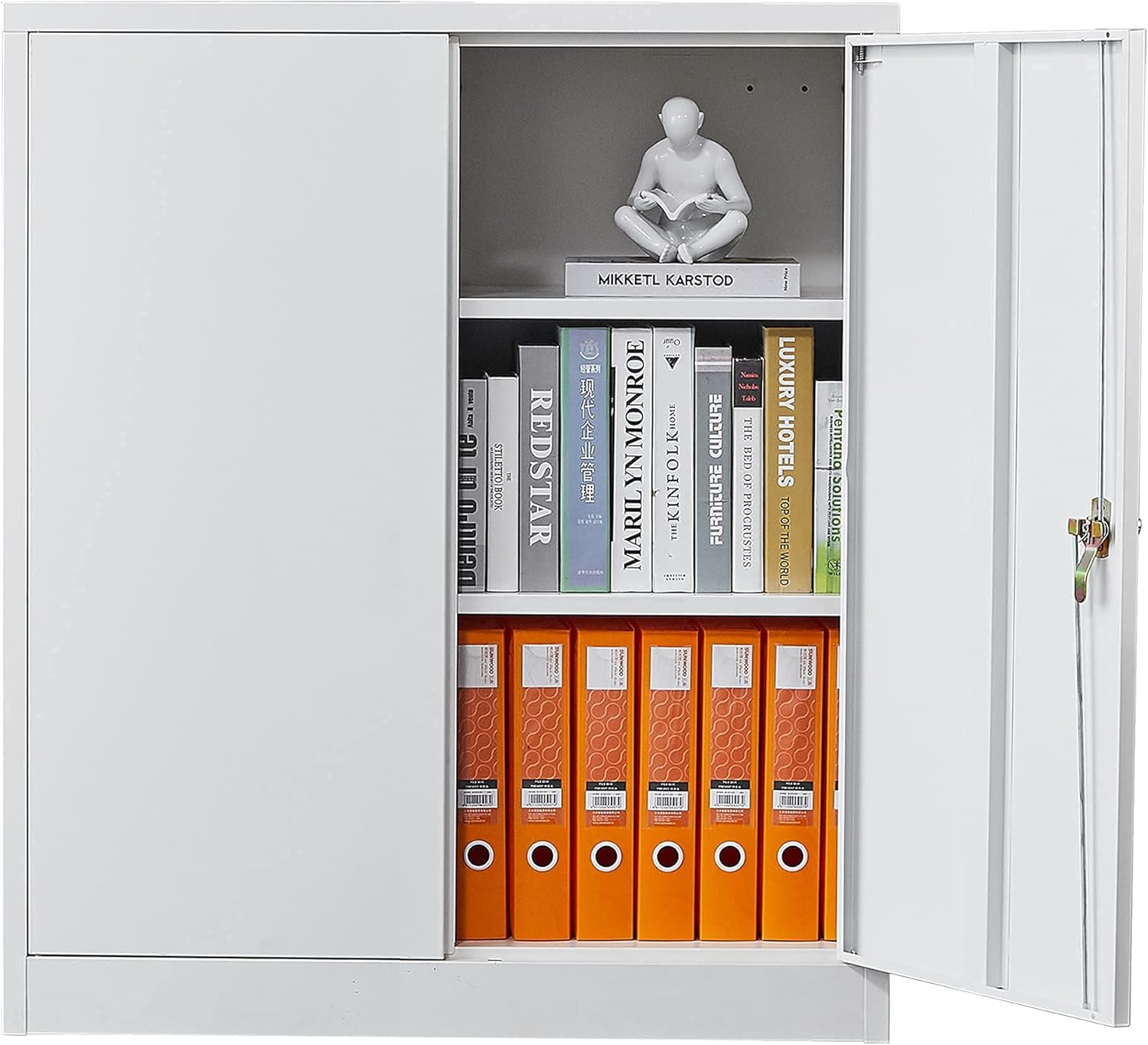 Metal Storage Cabinet with 2 Adjustable Shelves, 41.7" Black Garage Cabinets with Doors and Lock, for Home Office, Utility Room