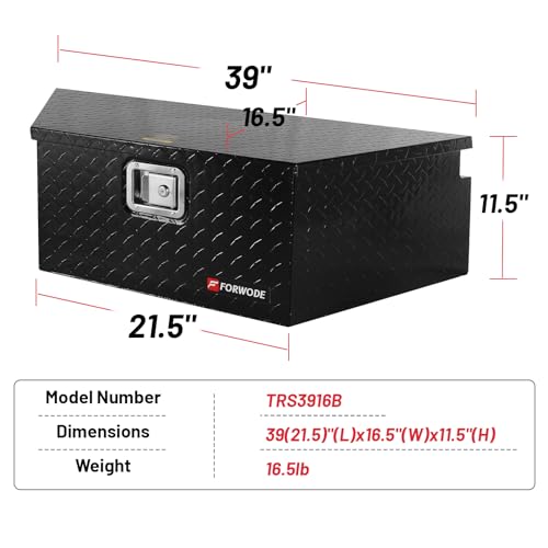 39 Inch Trailer Tongue Box Aluminum Trailer Tool Box for Storage Toolbox with Lock - Black