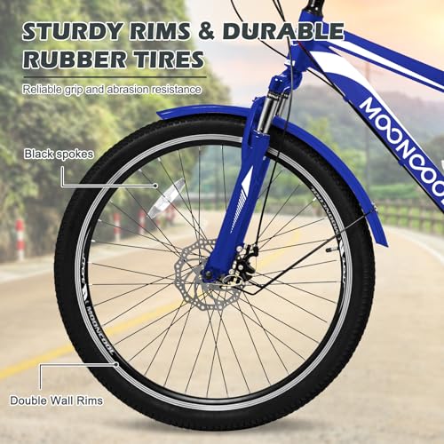 Vanell Adults Mountain Tricycles, 7-Speed 3-Wheeled Mountain Bikes 24/26/27.5inch & Basket, Front Suspension, Disc Brakes for Safe & Fast Braking