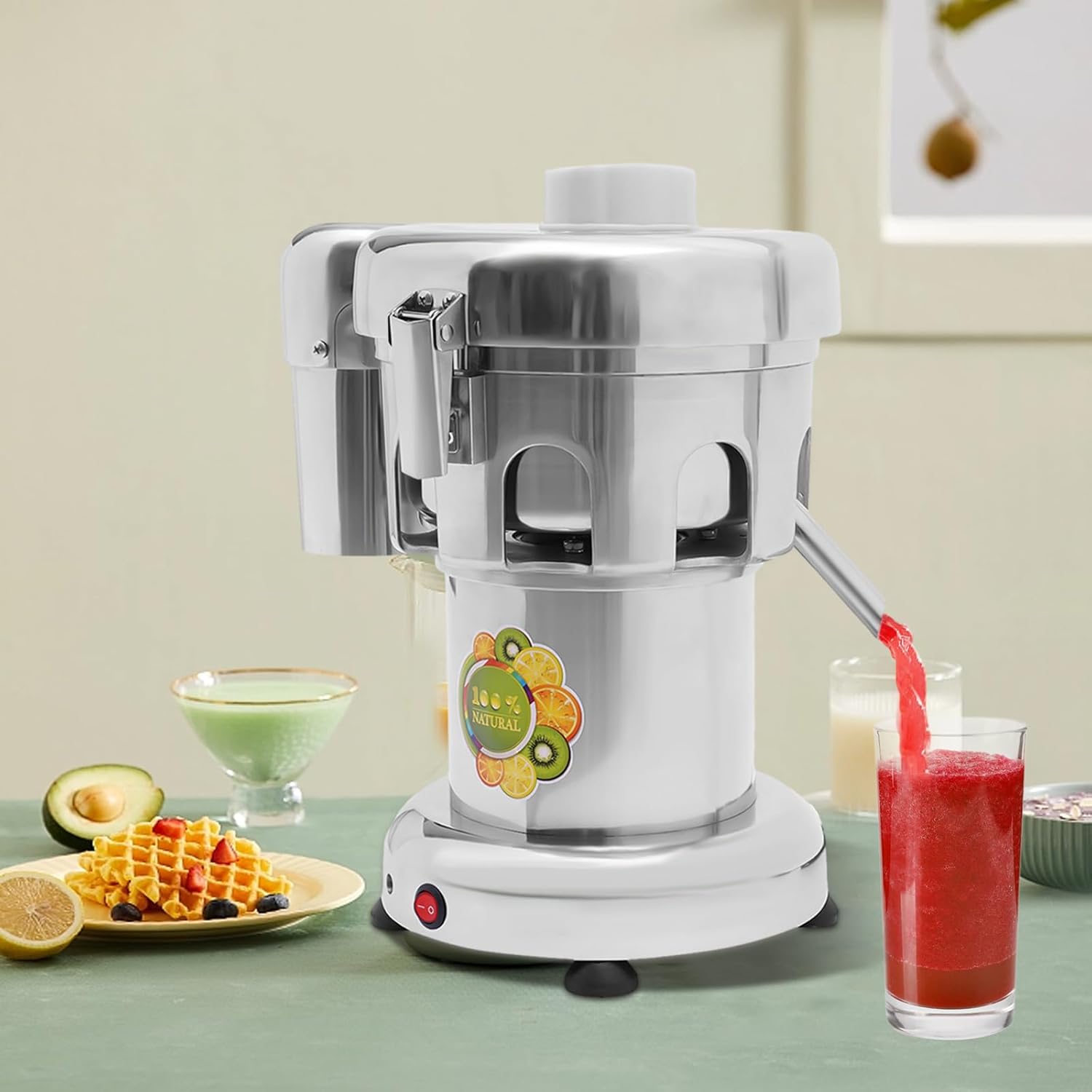 Electric Fruit Juice Extractor, Heavy Duty Centrifugal Juicer Machine, Commercial Home Fruit Vegetable Juice Making Steel, Extractor Juicing both Fruit and Vegetable, 370W