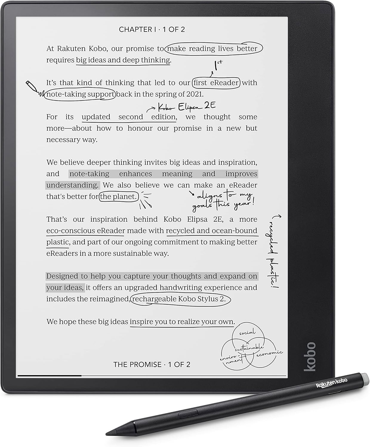 Kobo Elipsa 2E - 10.3" 32GB eReader - Bundle with SleepCover (Black)
