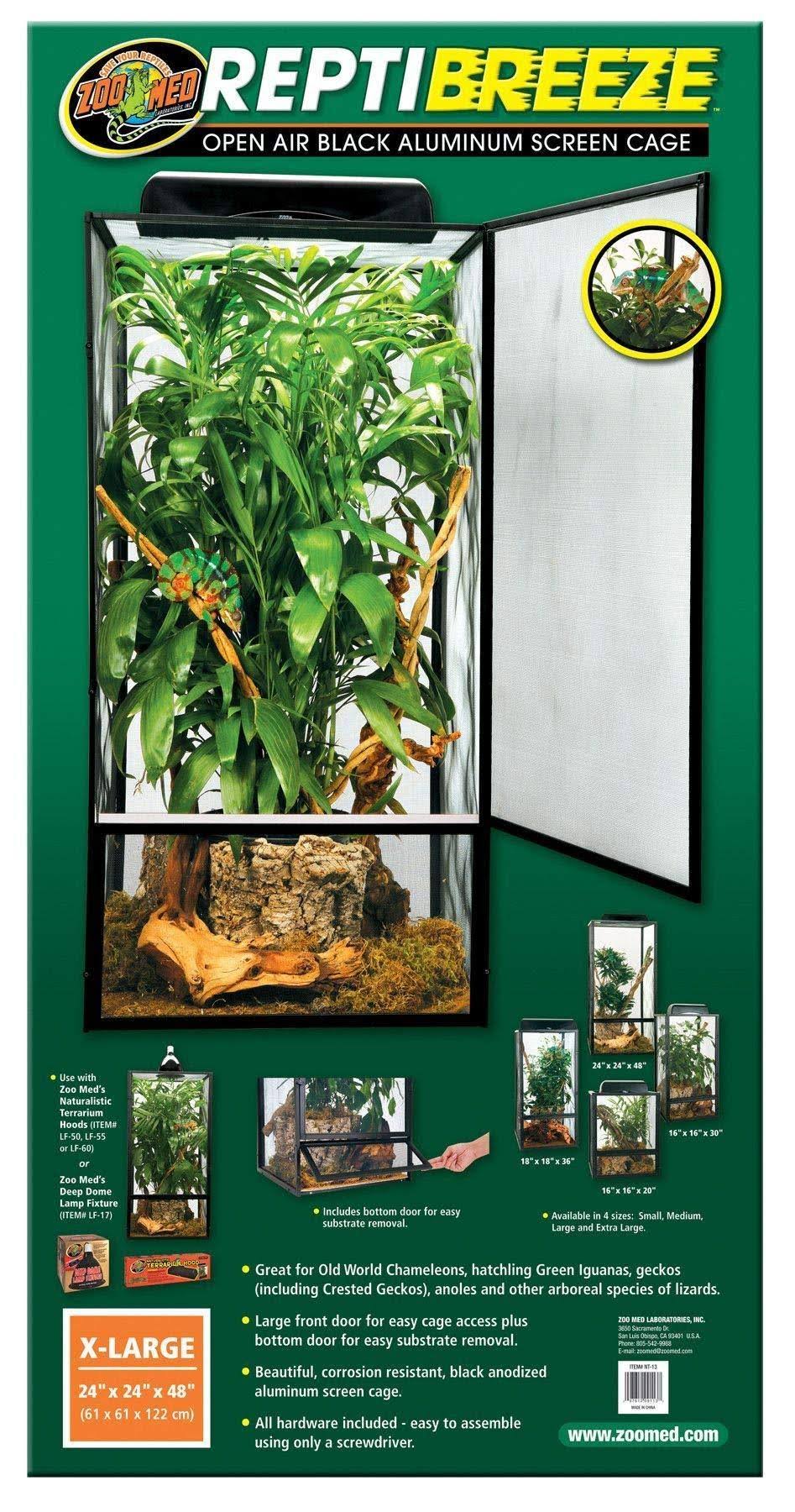 Zoo Med ReptiBreeze Open Air Screen Cage 24 x 24 x 48-Inches