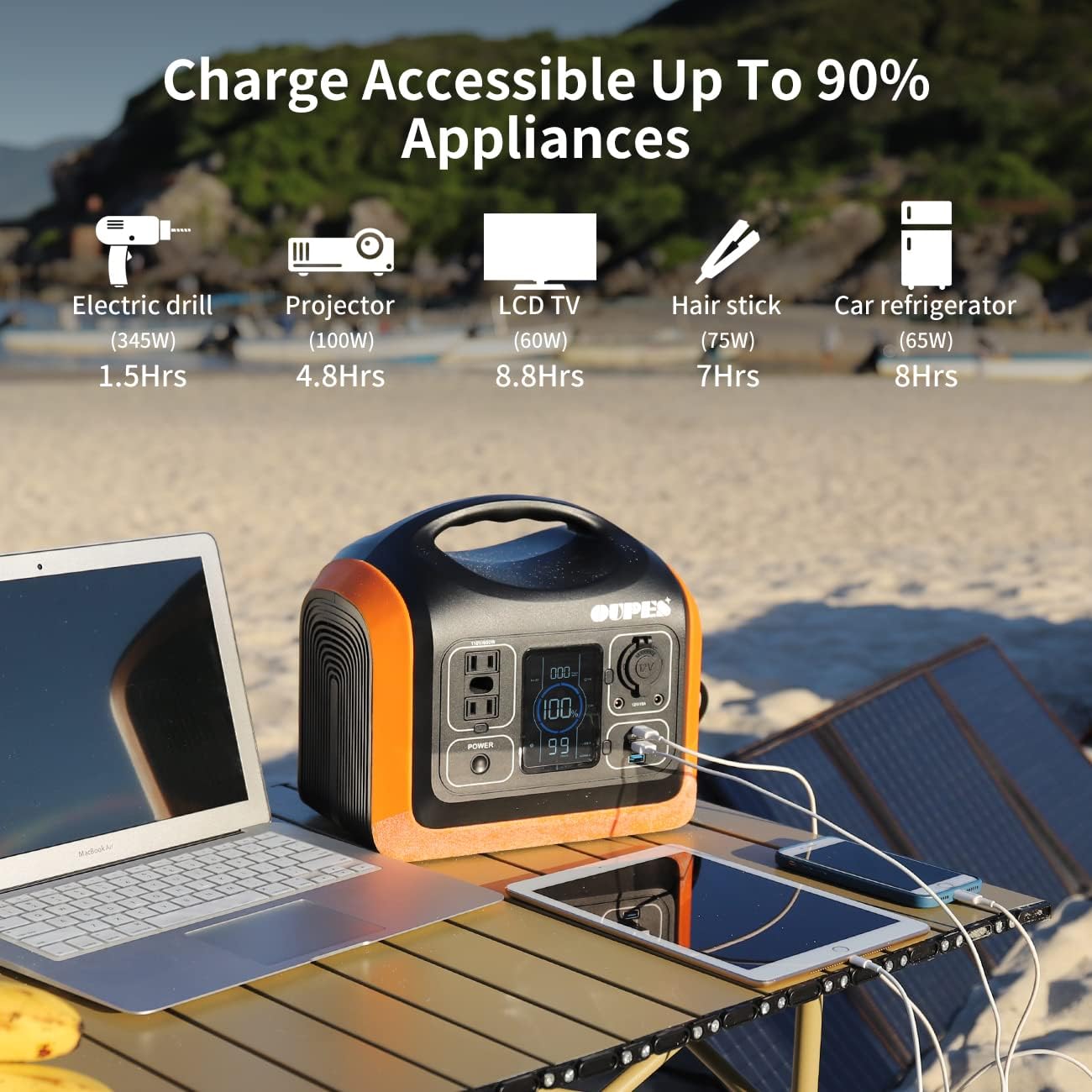1488Wh/1800W Portable Power Station with 400W Solar Panel Included, LiFePO4 Power Station Battery Pack 3 AC Outlets(4000W Peak), Solar Powered Generator for Outdoor Camping Home Vanlife Off-Grid Emergency