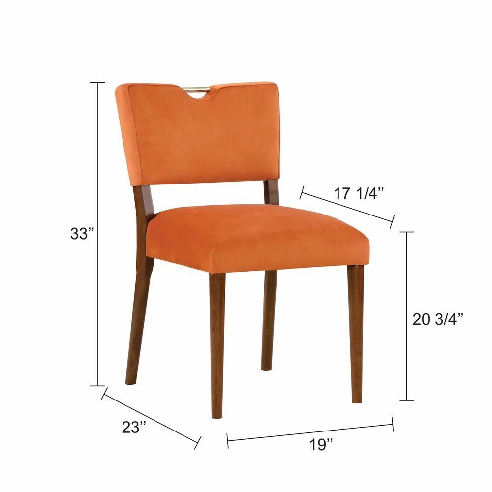 Comfort Pointe Bonito Burnt Orange Velvet 5-Piece Dining Set in Walnut Finish