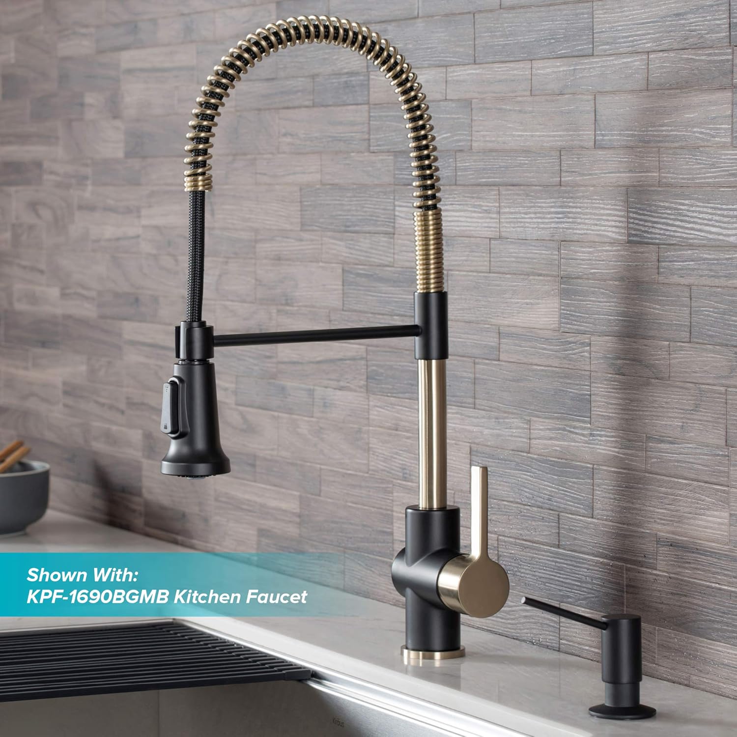 Kraus KSF-1610MB Bolden Sensor Commercial Pull-Down Kitchen Faucet (Matte Black) and KRAUS Kitchen Soap Dispenser (Matte Black)