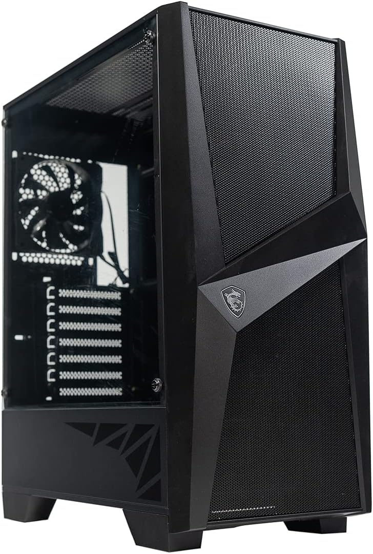 MSI MAG Series FORGE 100M LITE, Mid-Tower PC Gaming Case, Tempered Glass Side Panel, 120mm Fan, Liquid Cooling Support up to 240mm Radiator x 1 Pack of 2