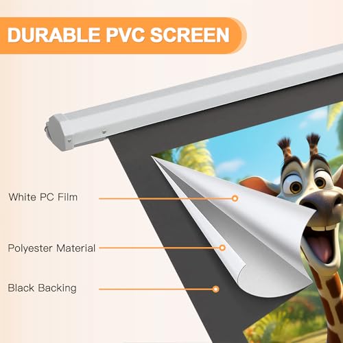 YODOLLA 100" Projector Screen Motorized 4:3, 4K HD Pull Down Retractable Projection Screens Electric Automatic Wall Ceiling Movie Screen for Office Classroom Indoor with Remotes…